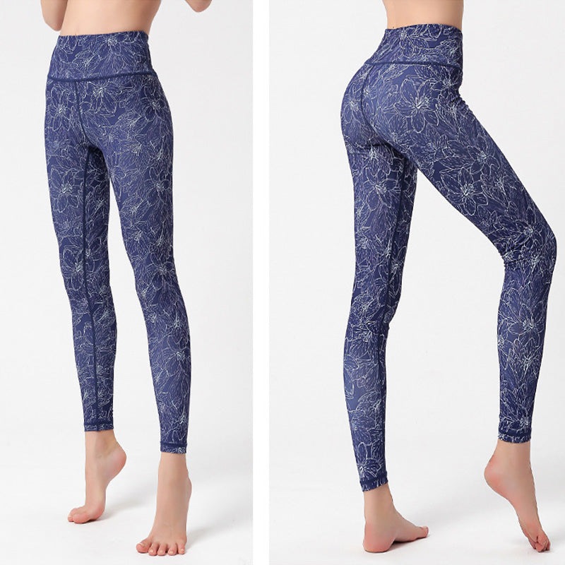 BWOOOH printed yoga leggings - Flowers Leaves Birds Print Pants Sports 