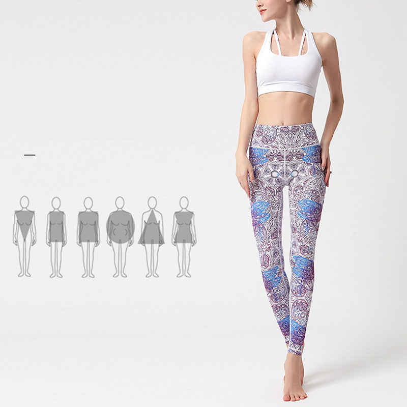 BWOOOH printed yoga leggings - Flowers Leaves Birds Print Pants Sports 