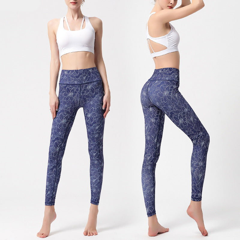 BWOOOH printed yoga leggings - Flowers Leaves Birds Print Pants Sports 