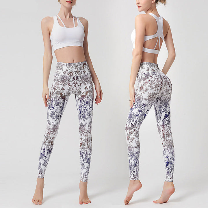 BWOOOH printed yoga leggings - Flowers Leaves Birds Print Pants Sports 