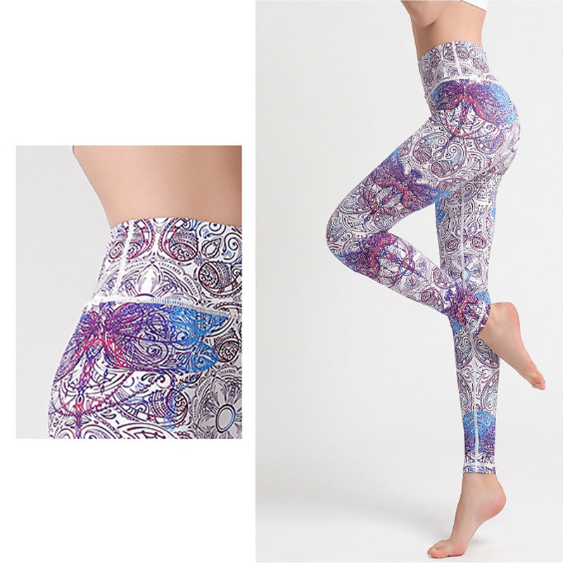 BWOOOH printed yoga leggings - Flowers Leaves Birds Print Pants Sports 
