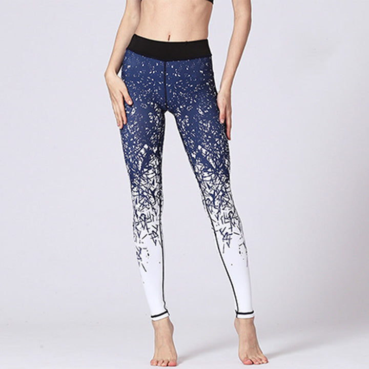 BWOOOH lotus print yoga leggings - Lines Weeds Sakura Flowers Black Tree Pr