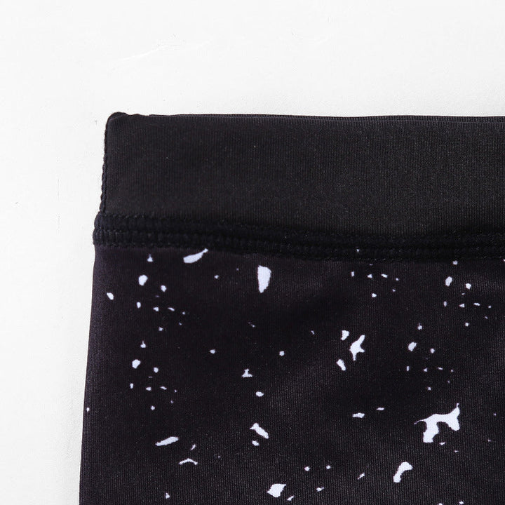 BWOOOH lotus print yoga leggings - Lines Weeds Sakura Flowers Black Tree Pr