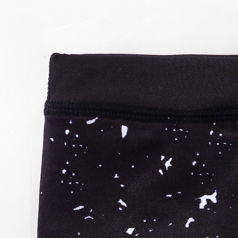 BWOOOH lotus print yoga leggings - Lines Weeds Sakura Flowers Black Tree Pr