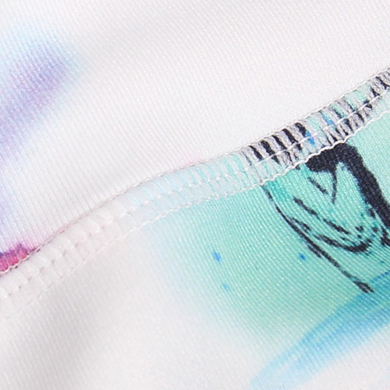 BWOOOH printed yoga leggings - Pink Flower White Colorful Ink White Pri