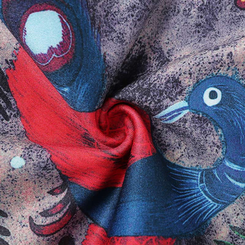 BWOOOH peacock print yoga leggings - Red Blue Peacock Feather Print Pants Spo