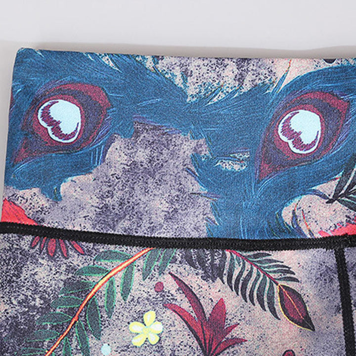 BWOOOH peacock print yoga leggings - Red Blue Peacock Feather Print Pants Spo