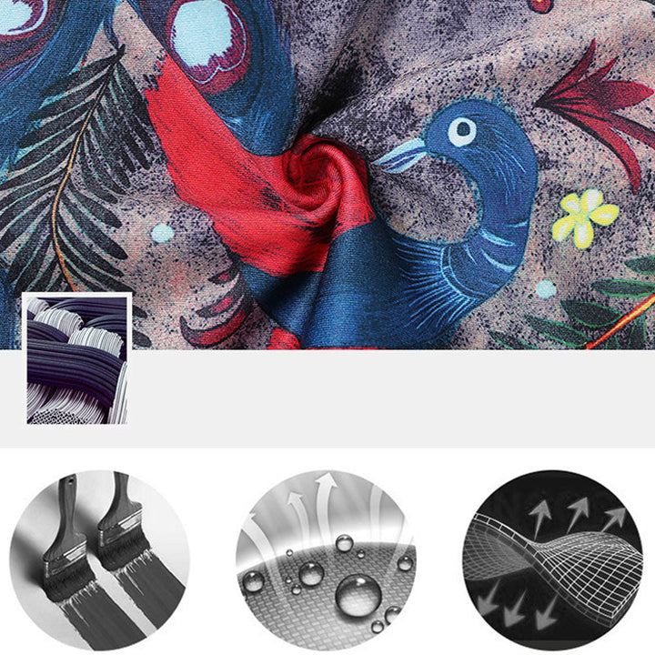 BWOOOH peacock print yoga leggings - Red Blue Peacock Feather Print Pants Spo
