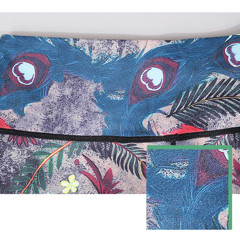 BWOOOH peacock print yoga leggings - Red Blue Peacock Feather Print Pants Spo