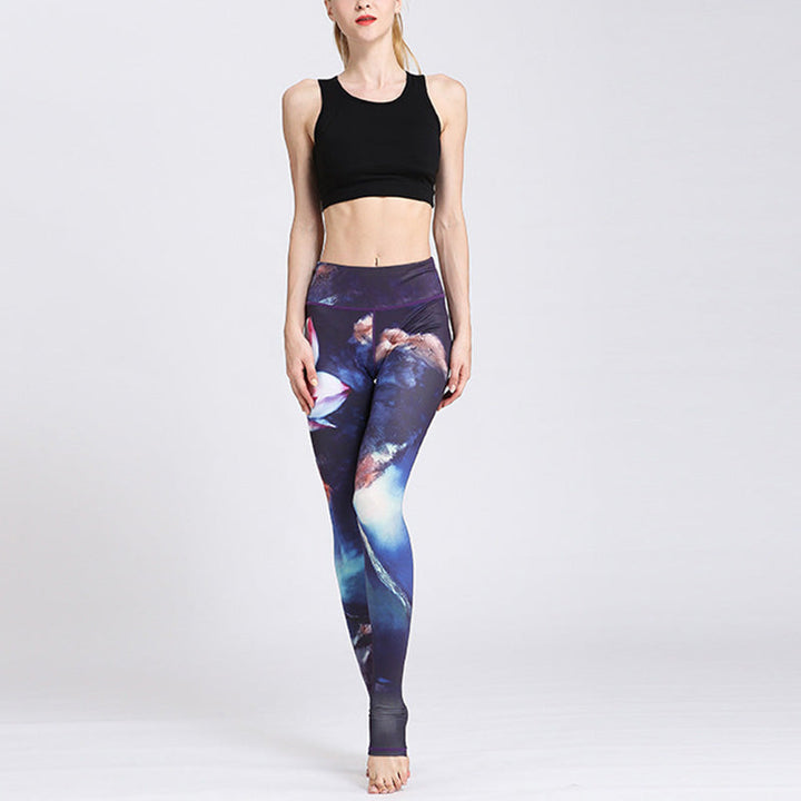 BWOOOH lotus print yoga leggings - Lotus Flower Print Design Pants Sports F
