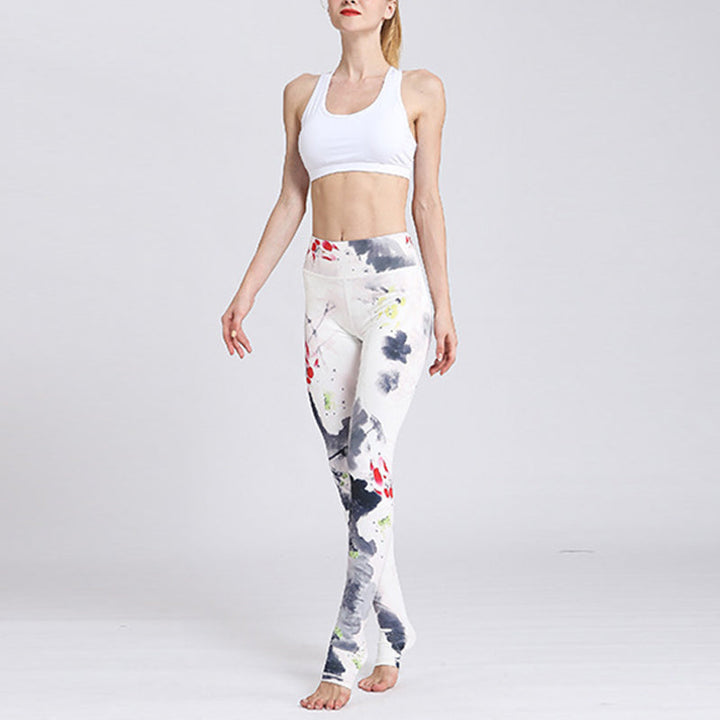 BWOOOH lotus print yoga leggings - Lotus Flower Print Design Pants Sports F