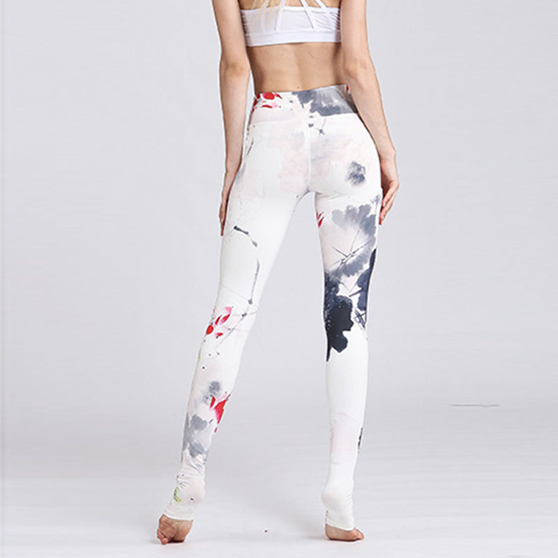 BWOOOH lotus print yoga leggings - Lotus Flower Print Design Pants Sports F