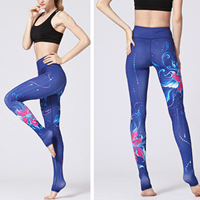 BWOOOH lotus print yoga leggings - Lotus Flower Floral Print Design Pants S