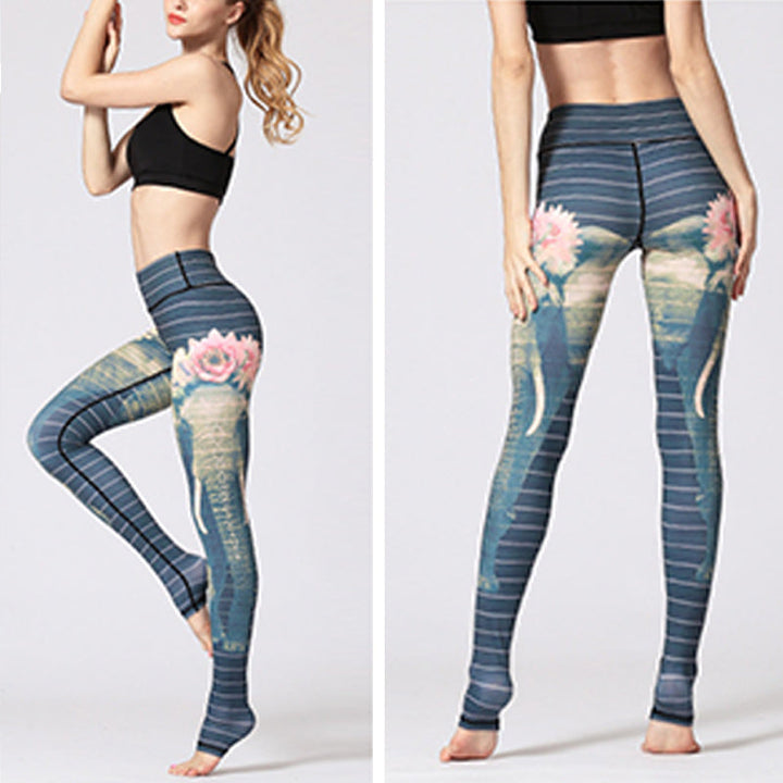 BWOOOH lotus print yoga leggings - Lotus Flower Floral Print Design Pants S