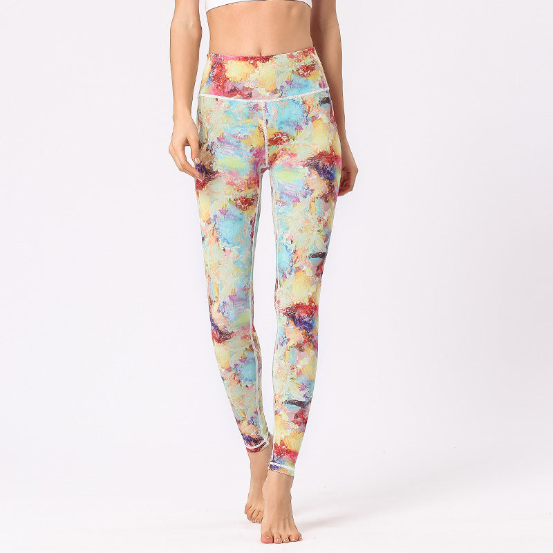 BWOOOH lotus print yoga leggings - Multicolored Print Flowers Pants Sports 
