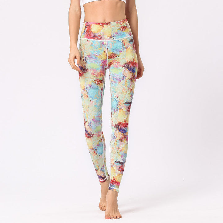 BWOOOH lotus print yoga leggings - Multicolored Print Flowers Pants Sports 