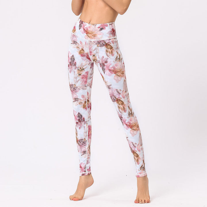 BWOOOH lotus print yoga leggings - Multicolored Print Flowers Pants Sports 