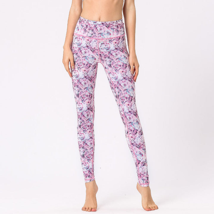 BWOOOH lotus print yoga leggings - Multicolored Print Flowers Pants Sports 