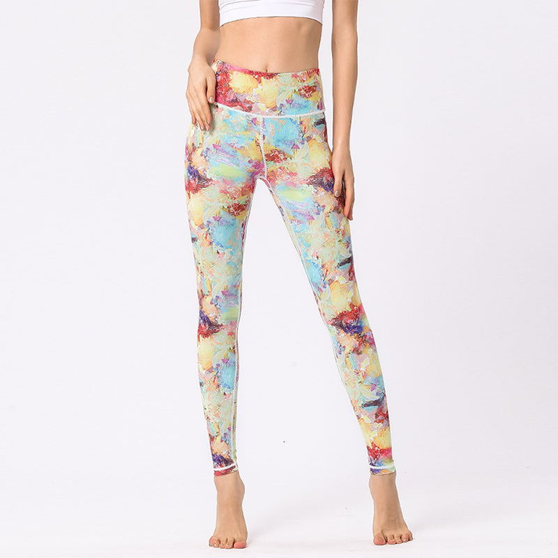 BWOOOH lotus print yoga leggings - Multicolored Print Flowers Pants Sports 