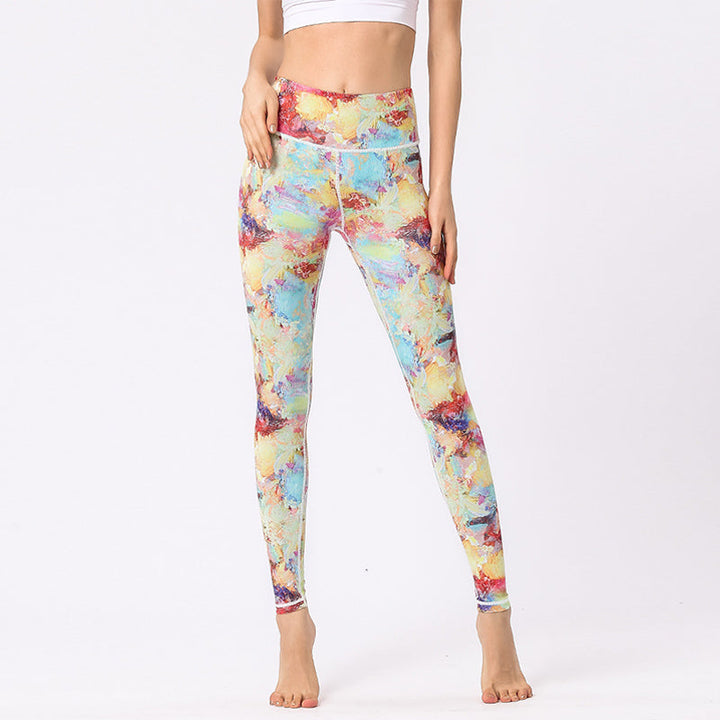 BWOOOH lotus print yoga leggings - Multicolored Print Flowers Pants Sports 