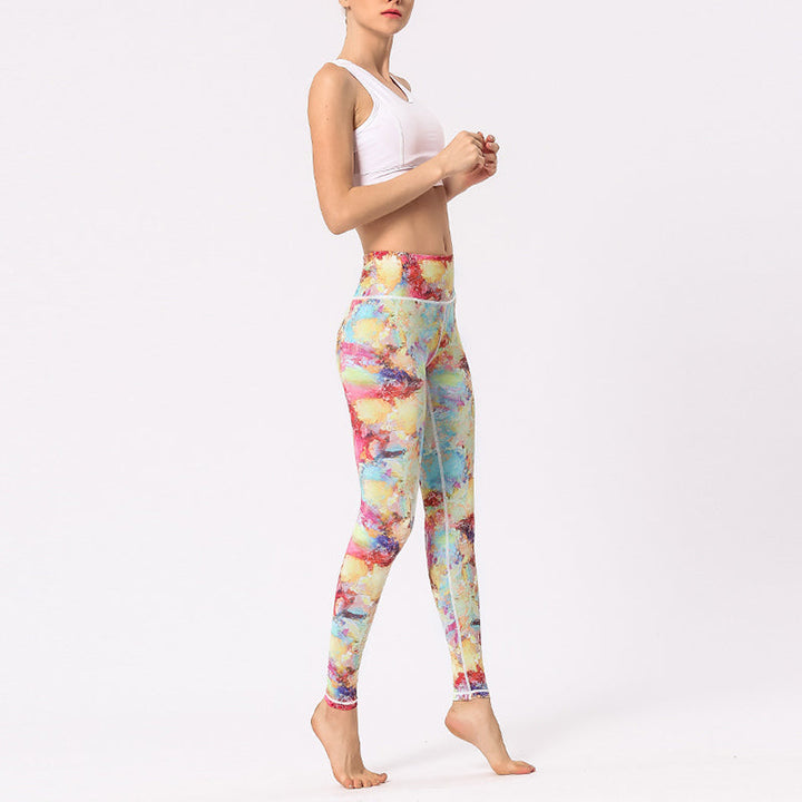 BWOOOH lotus print yoga leggings - Multicolored Print Flowers Pants Sports 