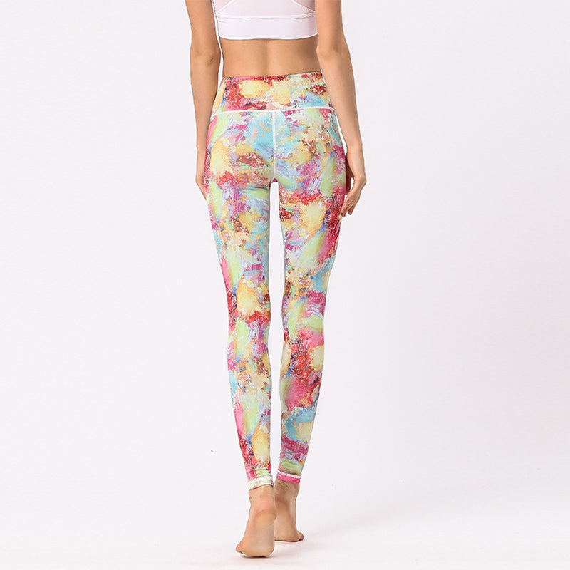 BWOOOH lotus print yoga leggings - Multicolored Print Flowers Pants Sports 