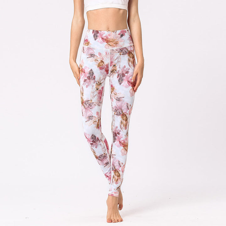 BWOOOH lotus print yoga leggings - Multicolored Print Flowers Pants Sports 