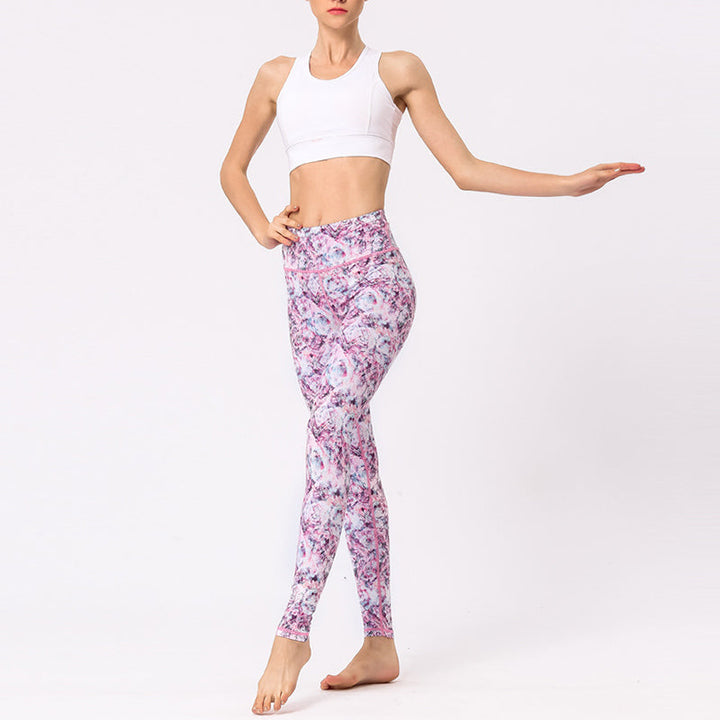 BWOOOH lotus print yoga leggings - Multicolored Print Flowers Pants Sports 