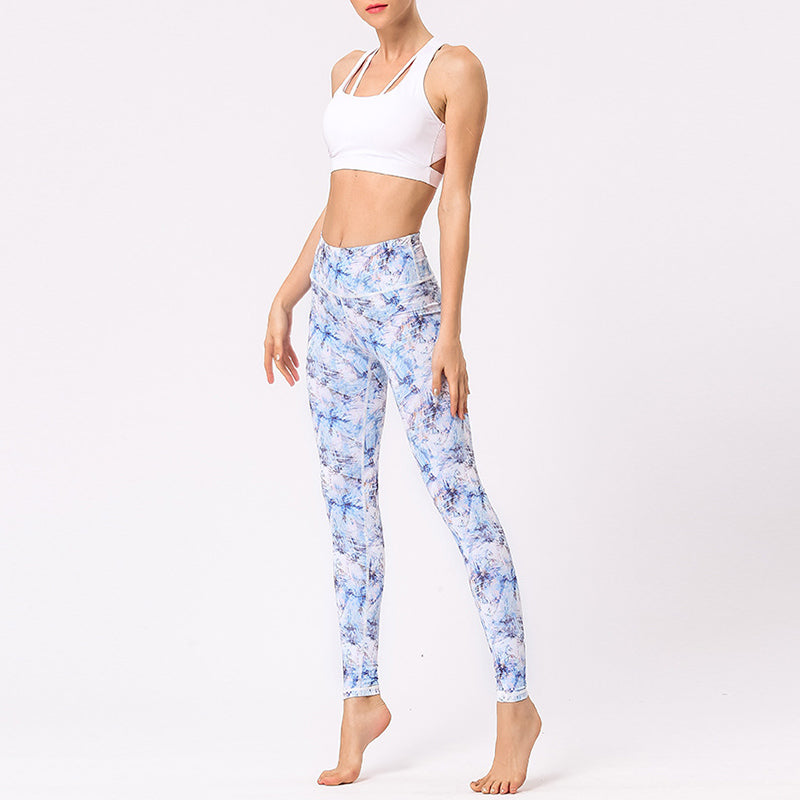 BWOOOH lotus print yoga leggings - Multicolored Print Flowers Pants Sports 