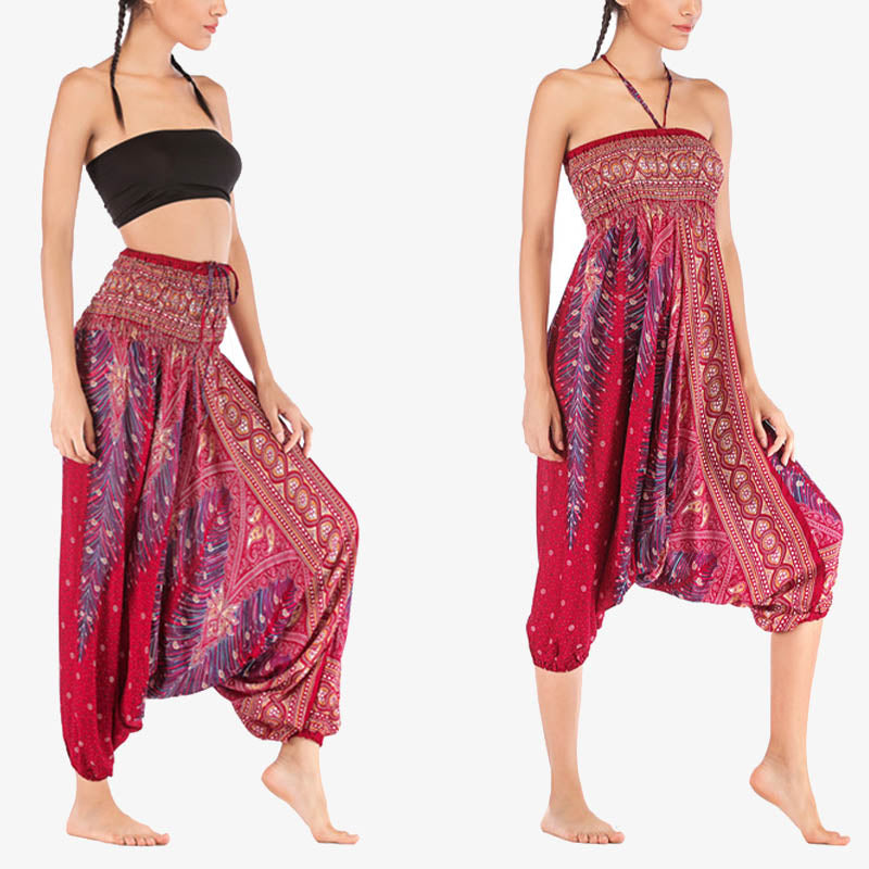 BWOOOH printed harem pants - Two Style Wear Feathers Geometric Patter