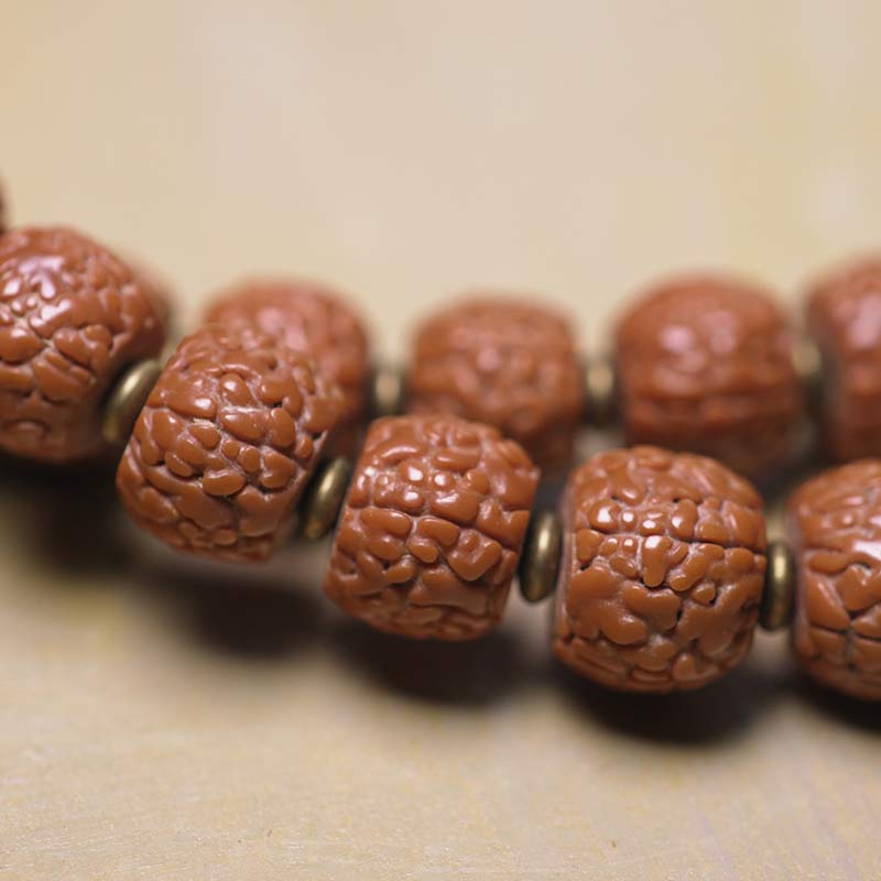 BWOOOH 108 Mala Rudraksha Beads Bodhi Seed Dzi Bead Luck Auspiciousness Tassel Bracelet