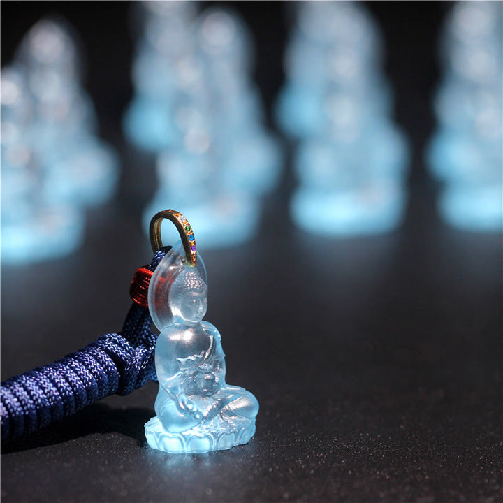 BWOOOH Blue Tathagata Buddha Medicine Buddha Liuli Crystal Serenity Amulet Necklace