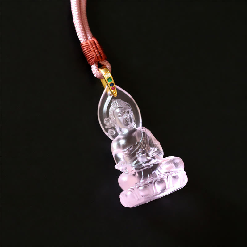 BWOOOH Blue Tathagata Buddha Medicine Buddha Liuli Crystal Serenity Amulet Necklace