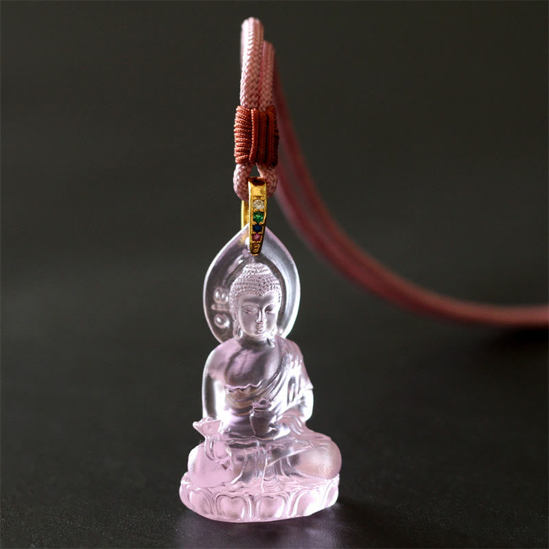 BWOOOH Blue Tathagata Buddha Medicine Buddha Liuli Crystal Serenity Amulet Necklace