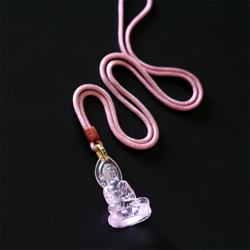 BWOOOH Blue Tathagata Buddha Medicine Buddha Liuli Crystal Serenity Amulet Necklace