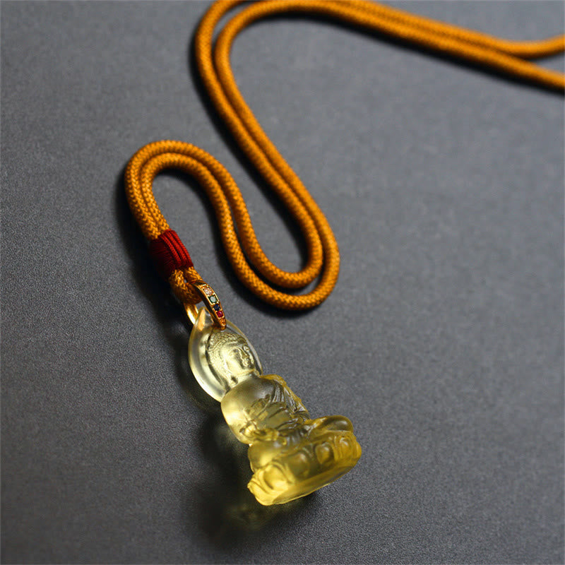 BWOOOH Blue Tathagata Buddha Medicine Buddha Liuli Crystal Serenity Amulet Necklace