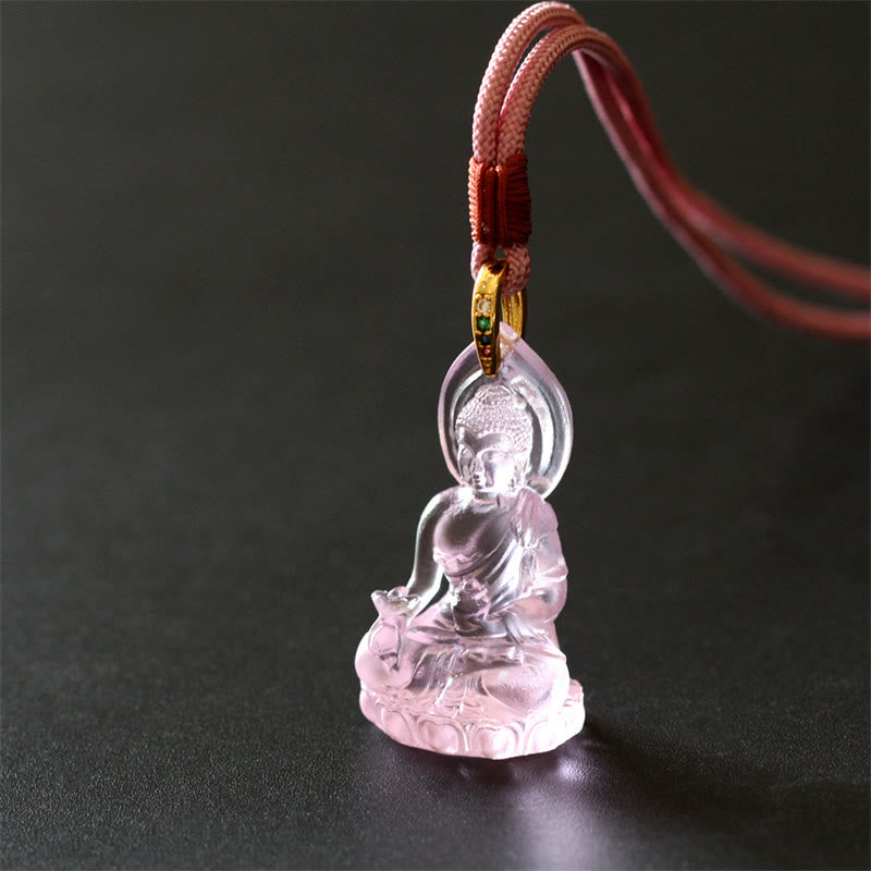 BWOOOH Blue Tathagata Buddha Medicine Buddha Liuli Crystal Serenity Amulet Necklace