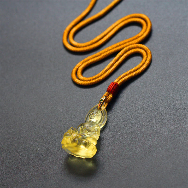 BWOOOH Blue Tathagata Buddha Medicine Buddha Liuli Crystal Serenity Amulet Necklace