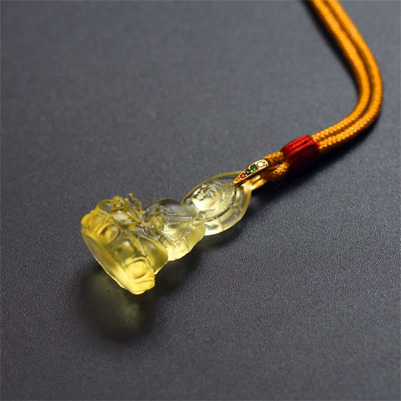 BWOOOH Blue Tathagata Buddha Medicine Buddha Liuli Crystal Serenity Amulet Necklace