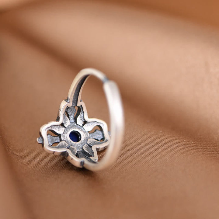 BWOOOH Tibet 925 Sterling Silver Natural Lazurite Positive Adjustable Ring