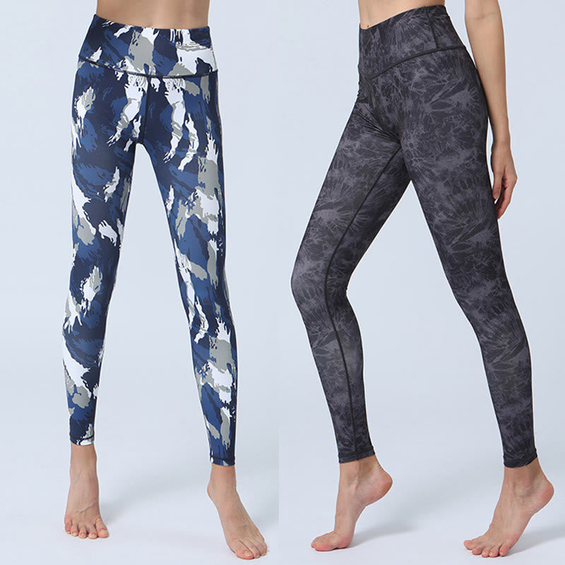 BWOOOH printed yoga leggings - Flowers Leaves Print Sports Fitness Yoga