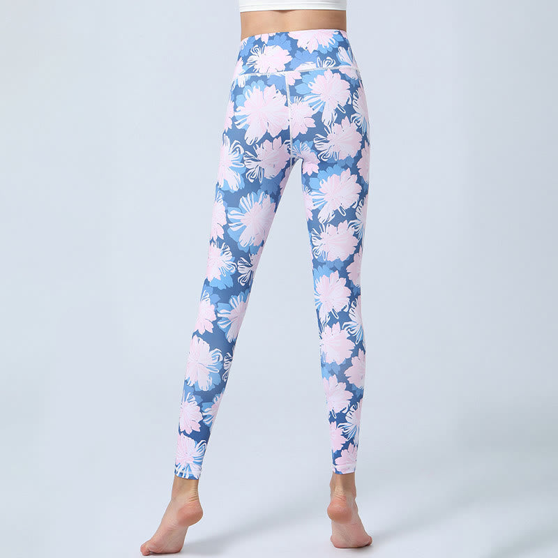 BWOOOH printed yoga leggings - Flowers Leaves Print Sports Fitness Yoga