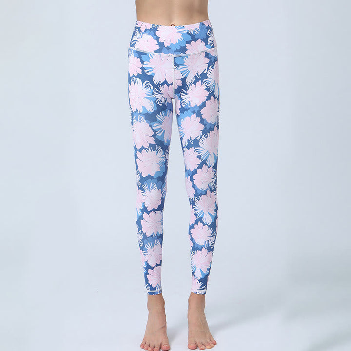BWOOOH printed yoga leggings - Flowers Leaves Print Sports Fitness Yoga