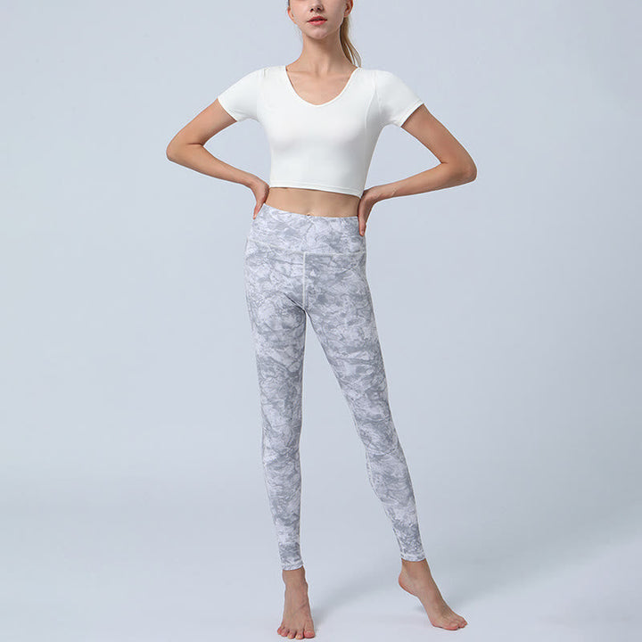 BWOOOH printed yoga leggings - Flowers Leaves Print Sports Fitness Yoga