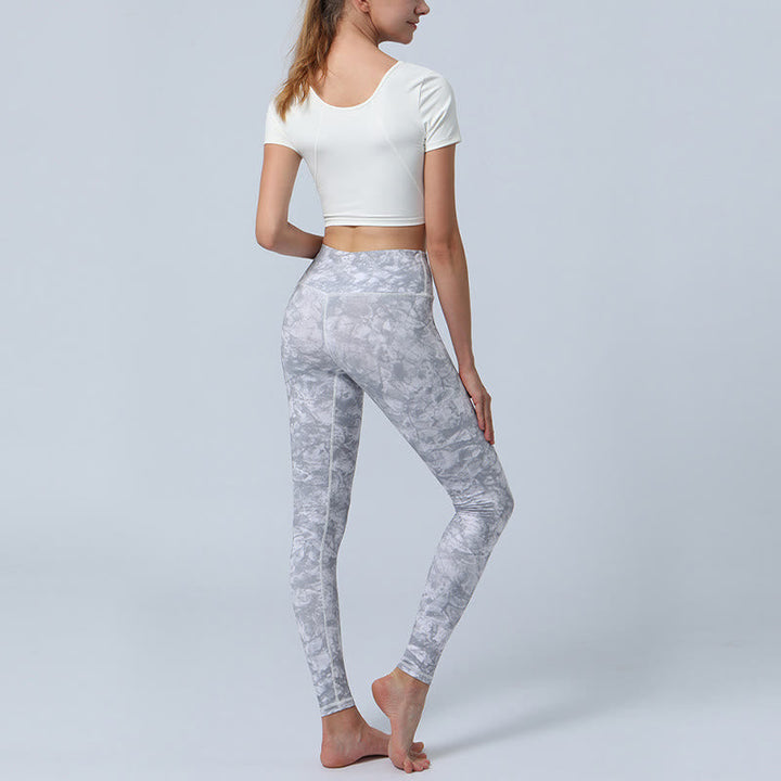 BWOOOH printed yoga leggings - Flowers Leaves Print Sports Fitness Yoga