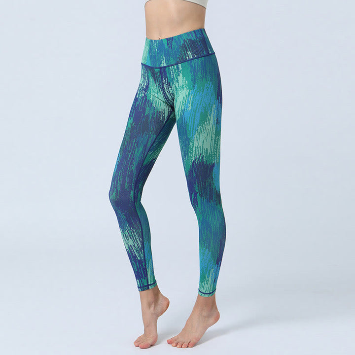 BWOOOH printed yoga leggings - Leaves Print Sports Fitness Yoga High Wa