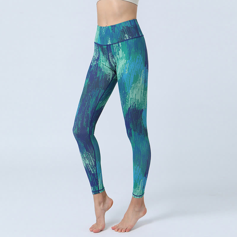 BWOOOH printed yoga leggings - Leaves Print Sports Fitness Yoga High Wa
