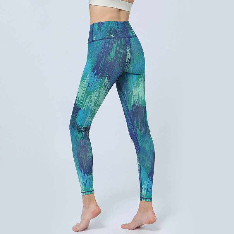 BWOOOH printed yoga leggings - Leaves Print Sports Fitness Yoga High Wa