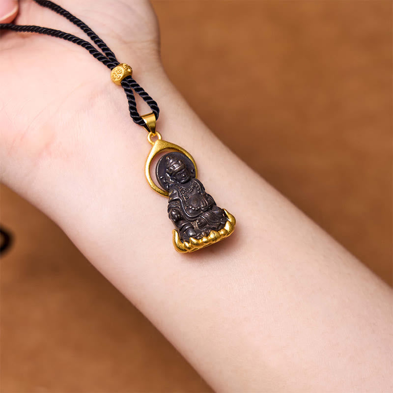 BWOOOH Tibetan Yellow Jambhala Yellow God of Wealth Buddha Serenity Necklace Pendant
