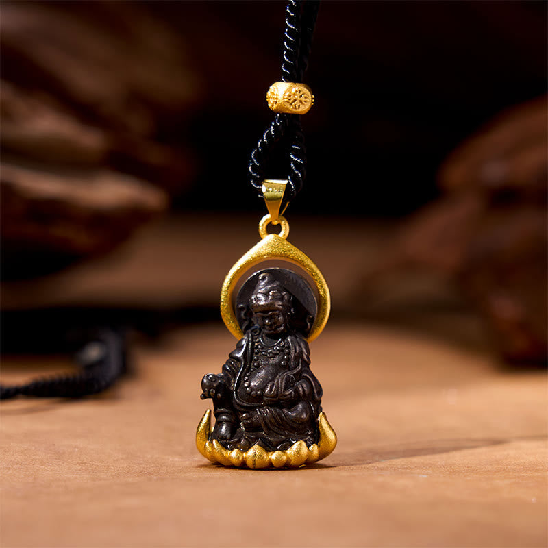 BWOOOH Tibetan Yellow Jambhala Yellow God of Wealth Buddha serenity necklace pendant